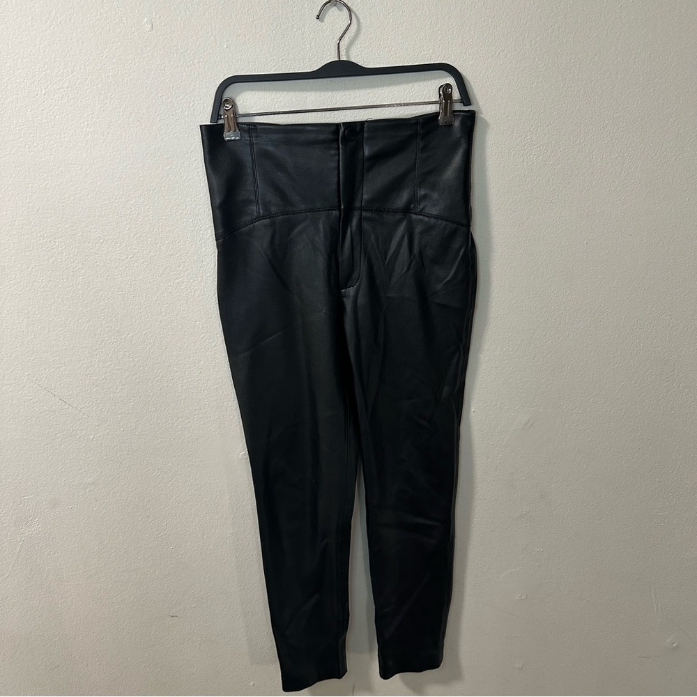 Zara Black Leather High Waisted Leggings